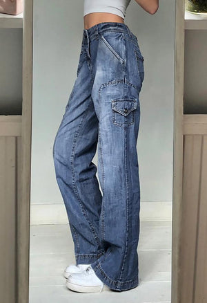 Jean cargo délavé avec poche