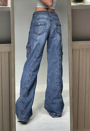 Jean cargo délavé avec poche