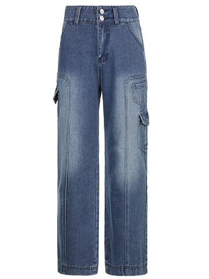 Jean cargo délavé avec poche