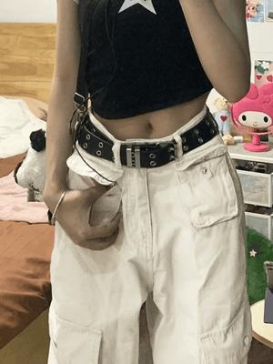 Jean cargo droit Y2K à poche plaquée