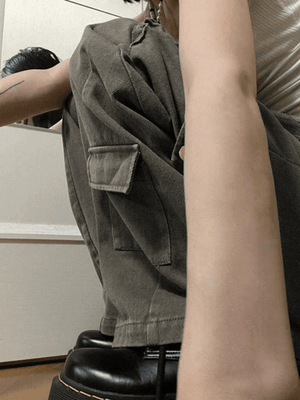 Jean cargo droit vintage délavé vert