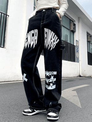 Jean cargo graphique à lettre étoile