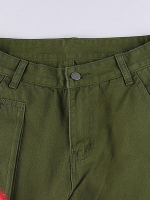 Jean cargo imprimé taille basse