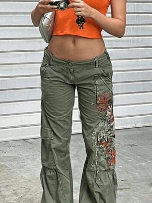 Jean cargo imprimé taille basse