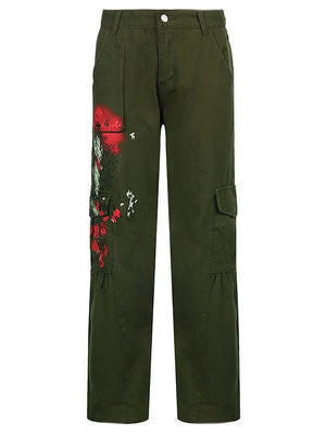 Jean cargo imprimé taille basse