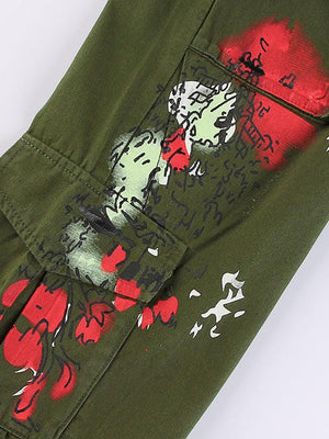 Jean cargo imprimé taille basse