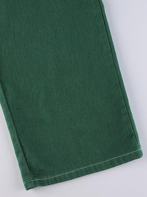 Jean cargo taille haute avec poche plaquée