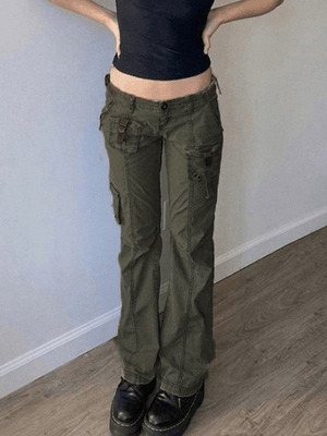 Jean cargo vintage avec poche à boucle