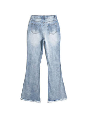 Jean déchiré taille haute effet vieilli