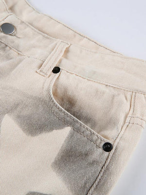 Jean étoile contrastant taille haute