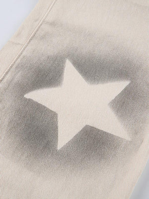 Jean étoile contrastant taille haute