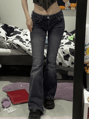 Jean évasé en denim délavé Y2K