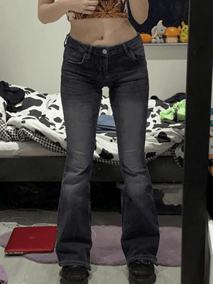 Jean évasé en denim délavé Y2K