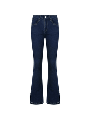 Jean évasé fendu avec perles Y2K