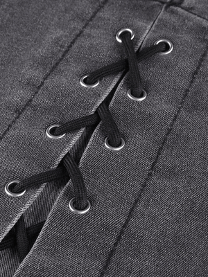 Jean évasé fendu patchwork à lacets