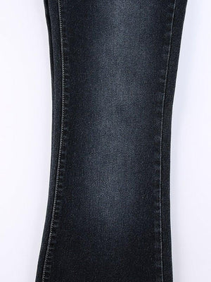 Jean évasé taille basse délavé