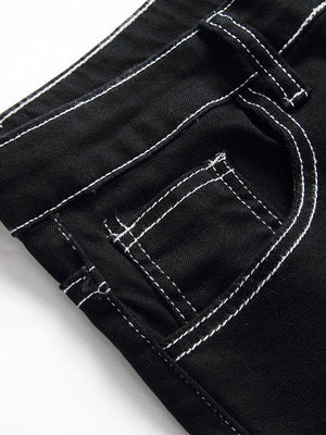 Jean évasé taille mi-haute délavé