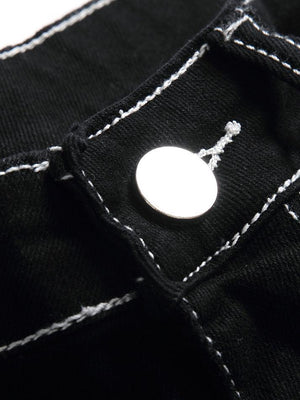 Jean évasé taille mi-haute délavé