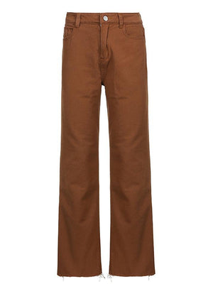 Jean évasé uni taille haute