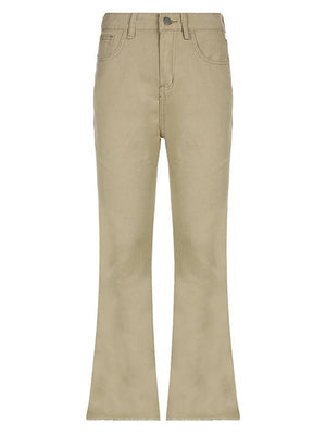 Jean évasé uni taille haute