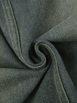 Jupe en jean cargo fendue à lacets patchwork