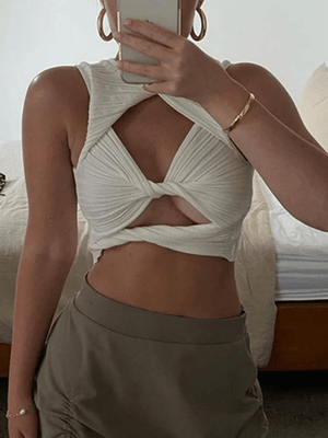 Kink Cutout White Tank Top