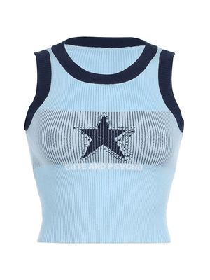 Knitted Star Cropped Tank Top