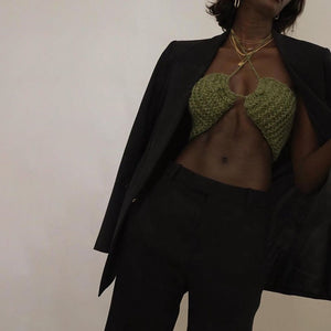 Knitting Halter Crop Top