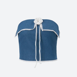 Lace Trim Denim Tube Top – MAUVSTUDIO®