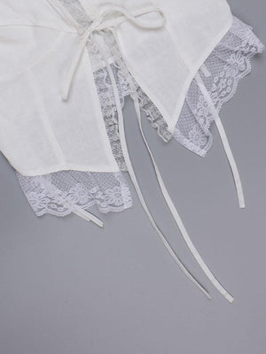 Lace Trim Ruffle Crop Tank Top