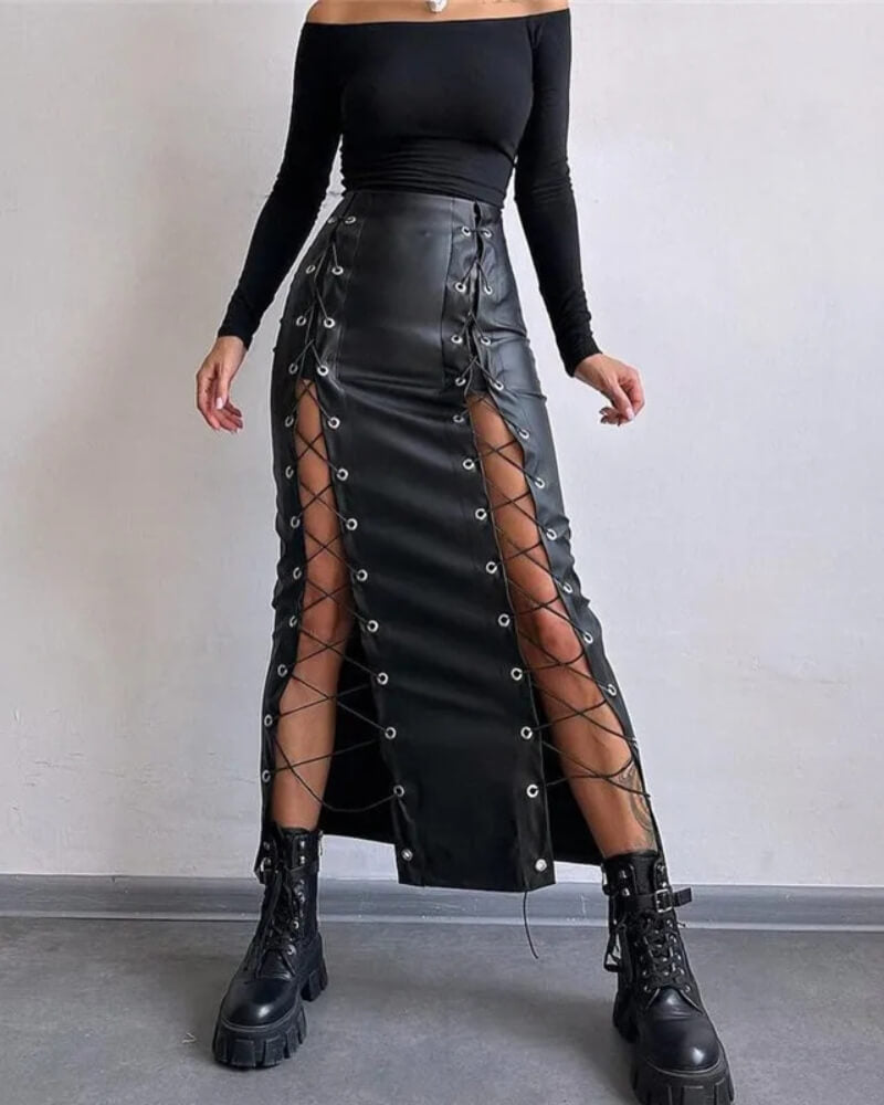 , Y2K skirt styled with a crop top