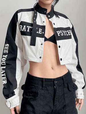 Letter Graphic Color Block Zip-Up Hoodie