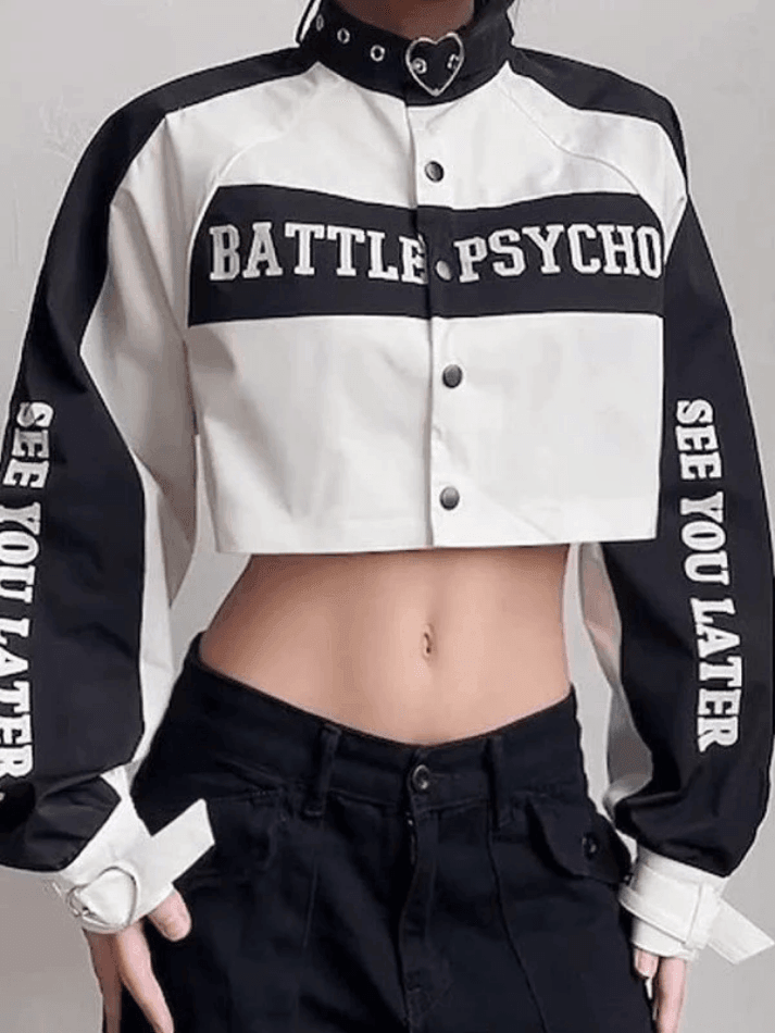Letter Graphic Color Block Zip-Up Hoodie