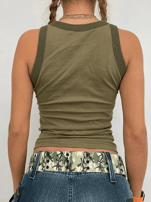 Letter Print Racer Back Tank Top
