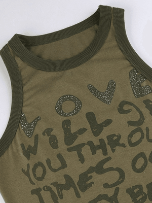 Letter Print Racer Back Tank Top