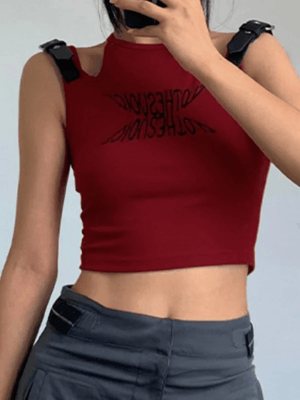 Metal Strap Cutout Cropped Tank Top