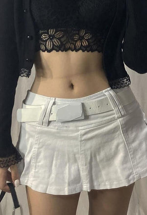 Mini jupe patineuse en jean