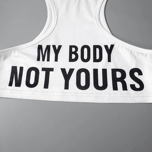 My Body Not Yours Tee with cropped cut, Y2K graphic tee styled with low rise bottoms