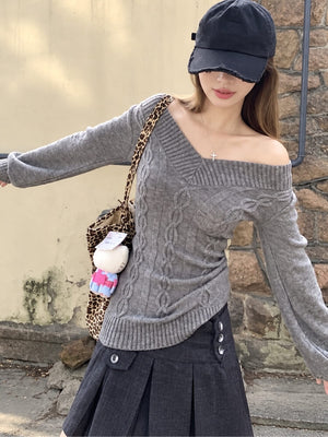 Off Shoulder Cable Sweater