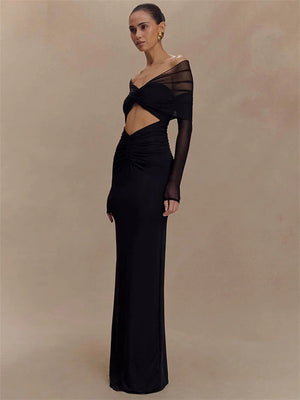 Off Shoulder Cut Out Maxi Dress view 6 | MAUVSTUDIO®