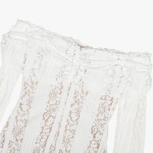 Off-Shoulder Lace Maxi Dress view 7 | MAUVSTUDIO®