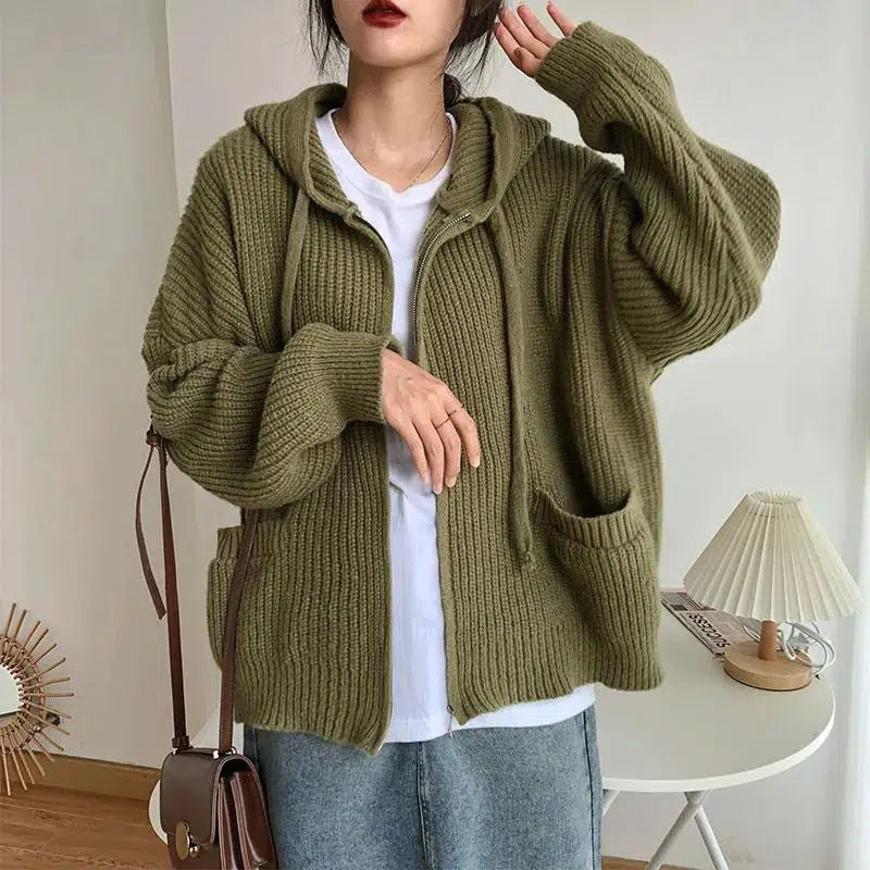 Oversized hooded cardigan sweater hotsell