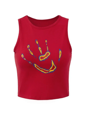 Palm Graphic Cropped Tank Top