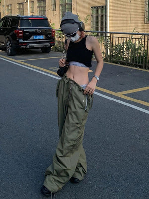 Pantalon Parachute Baggy à cordon de serrage Y2K