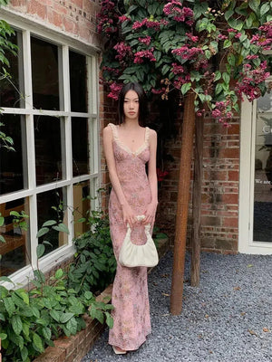 Pink Maxi Dress view 8 | MAUVSTUDIO®
