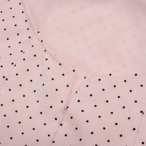 Pink Polka Dot Mini Dress view 6 | MAUVSTUDIO®