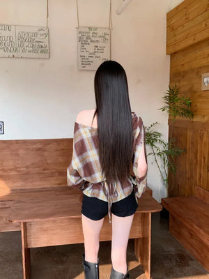 Plaid One Shoulder Top – MAUVSTUDIO®
