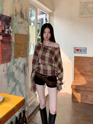 Plaid One Shoulder Top – MAUVSTUDIO®