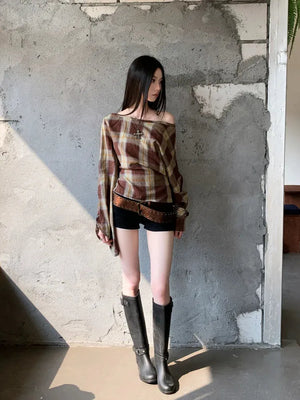 Plaid One Shoulder Top – MAUVSTUDIO®