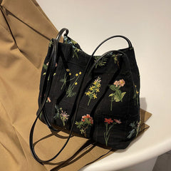 Plant Mom Aesthetic Flower Embroidery Bag-Bags-MAUV STUDIO-STREETWEAR-Y2K-CLOTHING